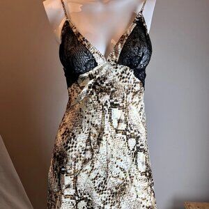 Samantha Chang Babydoll Women's Sexy Lingerie Golden Python Slip Dress